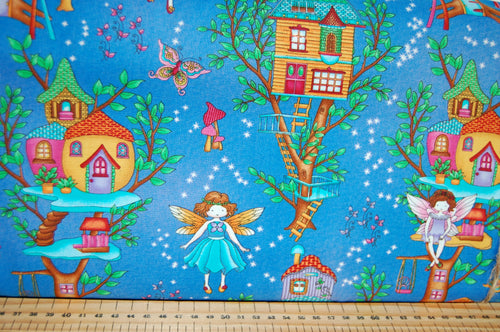 fabric shack sewing quilting sew fat quarter cotton quilt patchwork dressmaking studio e fairy land fairyland fairies houses house jars glow in the dark childrens girls kids