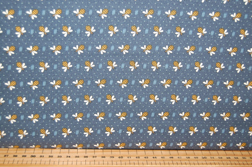 fabric shack sewing quilting sew fat quarter cotton quilt patchwork gail pan henry glass all about the bees bumble honey grid flower floral hastag blue cream green (4)