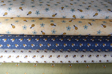 fabric shack sewing quilting sew fat quarter cotton quilt patchwork gail pan henry glass all about the bees bumble honey grid flower floral hastag blue cream green (6)