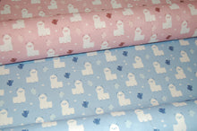fabric shack sewing quilting sew fat quarter cotton quilt pathcwork fabric wonder ribbed cotton little baby llamas alpacas rose pink baby blue