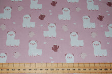 fabric shack sewing quilting sew fat quarter cotton quilt pathcwork fabric wonder ribbed cotton little baby llamas alpacas rose pink baby blue