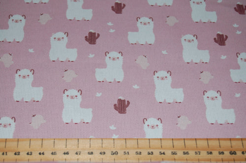 fabric shack sewing quilting sew fat quarter cotton quilt pathcwork fabric wonder ribbed cotton little baby llamas alpacas rose pink baby blue
