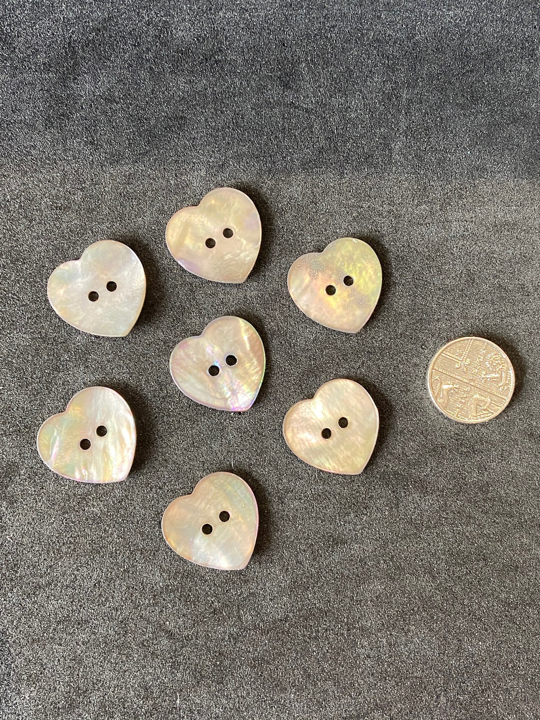 fabric shack haberdashery sewing dressmaking buttons 2 hole shell hearts 20mm