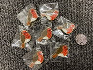 Groves Enamel & Diamante Christmas Robin Button with Shank 25mm Gold