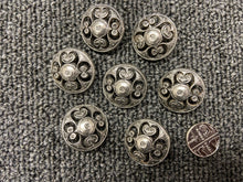 fabric shack haberdashery sewing dressmaking buttons shank metal filigree button antique silver 23mm