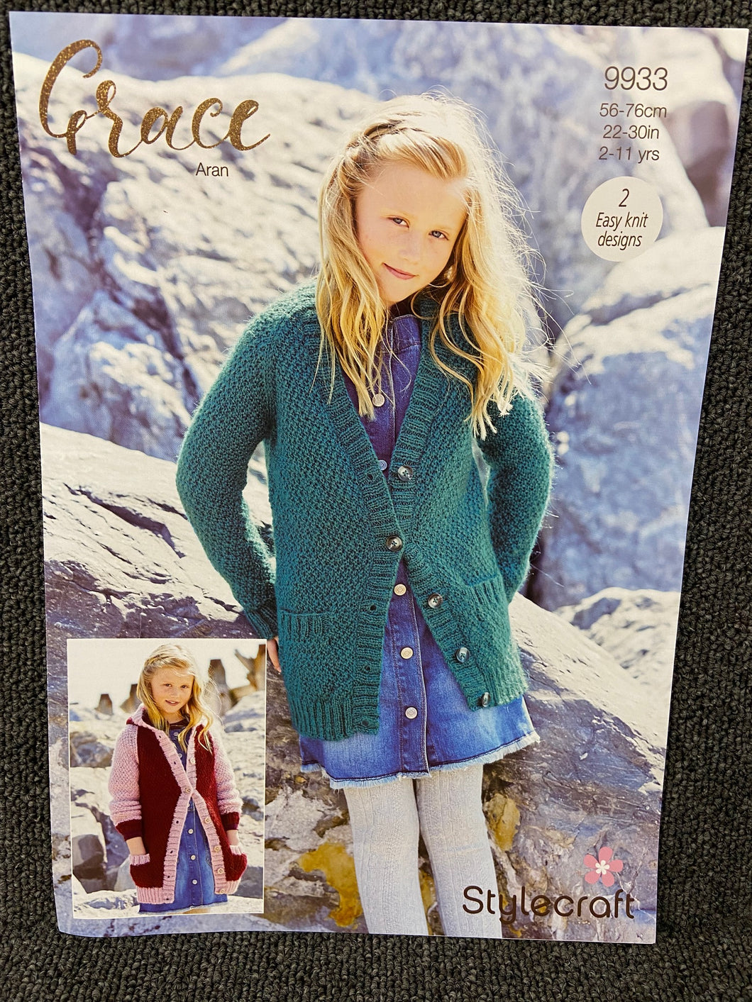 fabric shack knitting crochet knit knitting crochet wool yarn patons pattern kids child childrens hoodie cardigan coat grace aran 9933