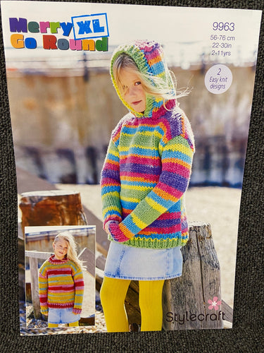 fabric shack knitting crochet knit knitting crochet wool yarn patons pattern kids child childrens sweater jumper hoodie merry go round xl super chunky 9962