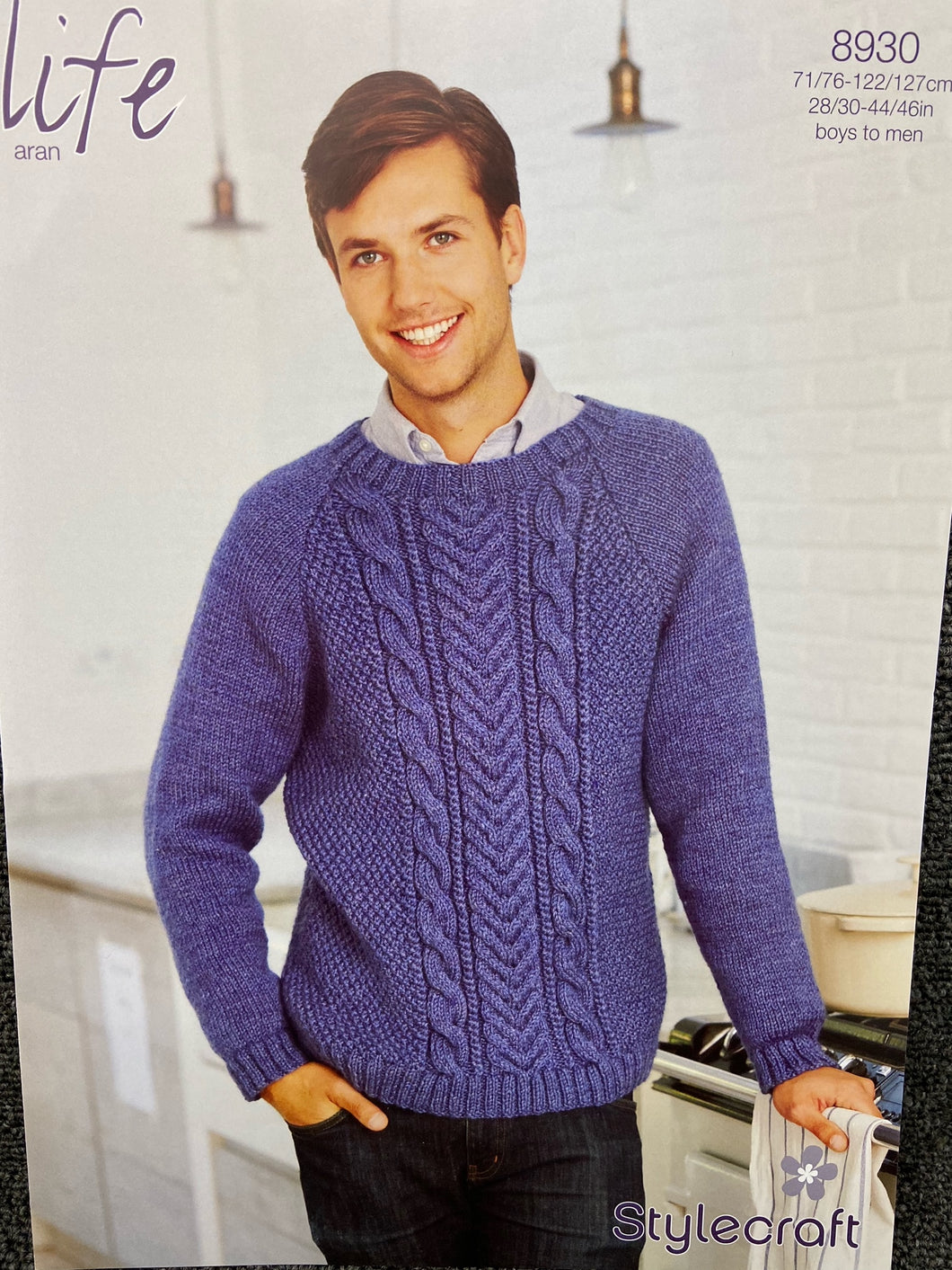 Stylecraft Knitting Pattern Mens Jumper Sweater Aran 8930