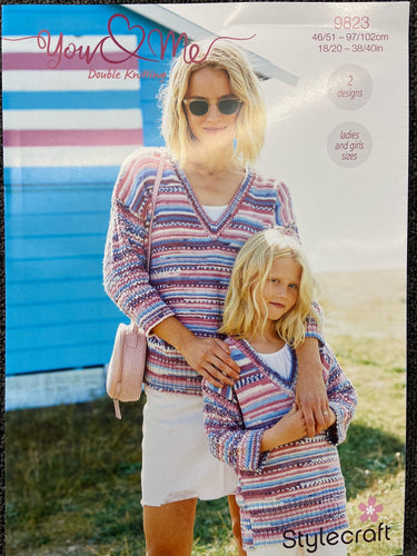 fabric shack knitting crochet knit knitting crochet wool yarn stylecraft you and me dk double knitting cotton ladies womens girls childs jumper sweater 9823