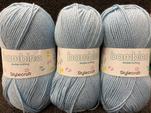 fabric shack knitting crochet knit wool yarn stylecraft bambino double knit dk baby babies vintage blue 7116
