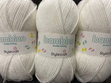 fabric shack knitting crochet knit wool yarn stylecraft bambino double knit dk baby babies white 7111