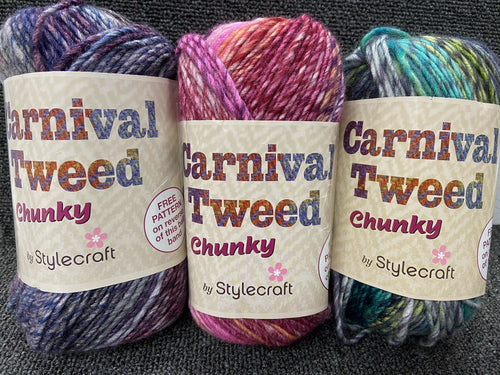 fabric shack knitting crochet knit wool yarn stylecraft carnival tweed chunky various colours