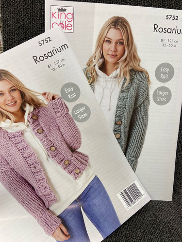 fabric shack knitting crochet knit yarn wool pattern king cole cardigan rosarium mega chunky merino 5752