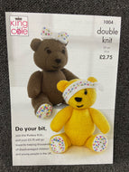 fabric shack knitting crohet knit yarn wool pattern children in need pudsey blush teddy bear 1004