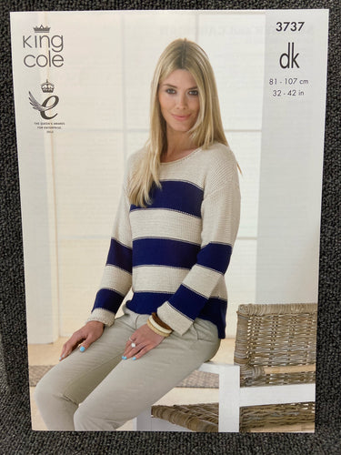 fabric shack knitting crochet knit yarn wool pattern king cole double knit dk ladies womens sweater cardigan 3737