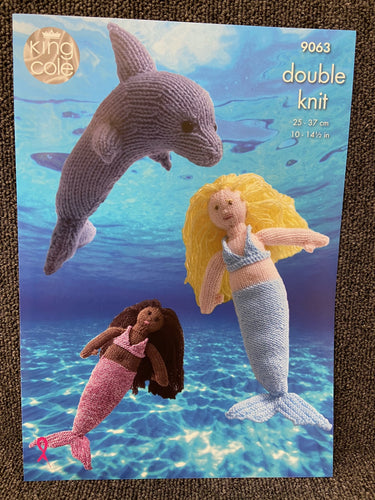 fabric shack knitting crohet knit yarn wool pattern king cole under the sea mermaid shark double knit dk 9063