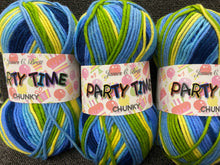 fabric shack knitting knit crochet wool yarn james c brett party time partytime chunky blue green pt2