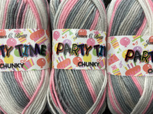 fabric shack knitting knit crochet wool yarn james c brett party time partytime chunky grey pink pt11