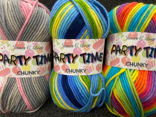 fabric shack knitting knit crochet wool yarn james c brett party time partytime chunky various colours