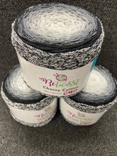 fabric shack knitting knit crochet wool yarn james c brett retwisst retwist chainy cotton cake 250g rcc02 monochrome black white