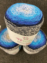 fabric shack knitting knit crochet wool yarn james c brett retwisst retwist chainy cotton cake 250g rcc06 blue white