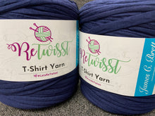 fabric shack knitting knit crochet wool yarn james c brett retwisst retwist t shirt t-shirt upcycled recycled RS05 navy blue