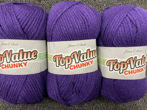 fabric shack knitting knit crochet wool yarn james c brett top value chunky purple TC08
