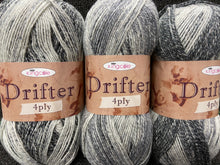 fabric shack knitting knit crochet wool yarn king cole drifter 4 ply patterned 100g black tulip black grey