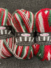 fabric shack knitting knit crochet wool yarn king cole glitz red green white silver sparkle christmas 100g 2