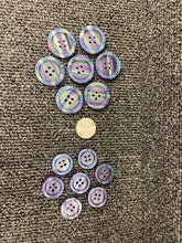 ABC Button Purple Lichen Rimmed 2 Hole Various Sizes