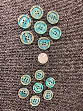 fabric shack sewing dressmaking buttons 2 hole rainbow rimmed turquoise green blue 18mm 23mm