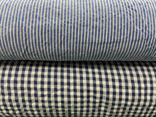 fabric shack sewing dressmaking clothes making cotton seersucker seer sucker colourwoven gingham check nave blue 2