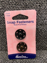 fabric shack sewing dressmaking fasteners fixings poppers snap fasteners 21mm black