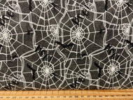 fabric shack sewing quilting sew fat quarter cotton patchwokr quilt 3 three wishes spooky night halloween bats spiders web boo black