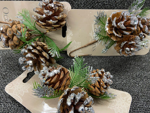 fabric shack sewing quilting sew fat quarter cotton patchwork occasions christmas crafts pinecone pine cone glitter silver