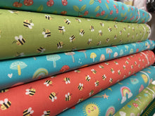 fabric shack sewing quilting sew fat quarter cotton patchwork quilt abi hall moda hello sunshine bumble bee bees posie coral pink