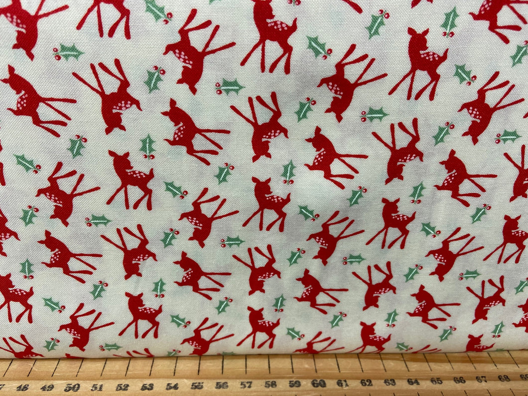 fabric shack sewing quilting sew fat quarter cotton patchwork quilt christmas moda urban chiks deer christmas reindeer holly bambi