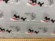 fabric shack sewing quilting sew fat quarter cotton patchwork quilt christmas v & a victoria and albert museum a christmas wish scotty scottie westie highland terrier stars misletoe grey