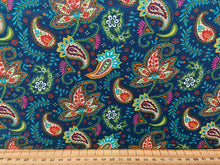 fabric shack sewing quilting sew fat quarter cotton patchwork quilt crystal manning for moda kasada paisley teal blue