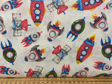 fabric shack sewing quilting sew fat quarter cotton patchwork quilt fabric editions galaxy quest space spaceman planets spaceships space ships white