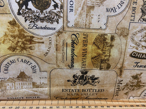 fabric shack sewing quilting sew fat quarter cotton patchwork quilt greta lynn kanvas studios cheers to you wine labels