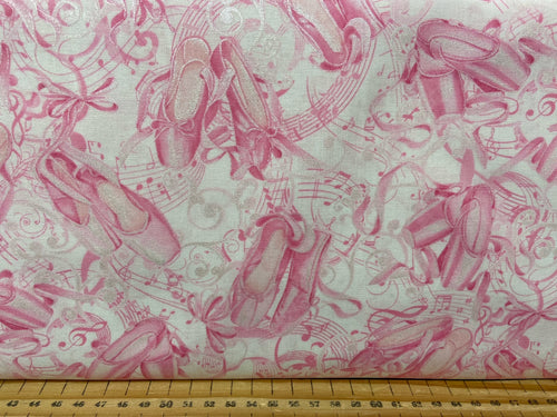 fabric shack sewing quilting sew fat quarter cotton patchwork quilt greta lynn kanvas studios pearl ballet pearlescent shoes slippers white
