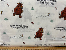 fabric shack sewing quilting sew fat quarter cotton patchwork quilt julia donaldson the gruffalo woods woodland fox owl mouse not such thing white