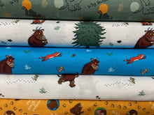 fabric shack sewing quilting sew fat quarter cotton patchwork quilt julia donaldson the gruffalo woods woodland fox owl mouse stack