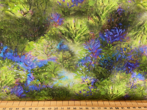 fabric shack sewing quilting sew fat quarter cotton patchwork quilt karen gillis taylor clothworks city lights abstract building flowers bright foliage cat panel cityscape blue house home 2