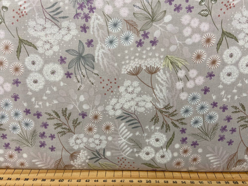 fabric shack sewing quilting sew fat quarter cotton patchwork quilt lewis & and irene fairy fairies clocks fairy plants linen cream flowers floral