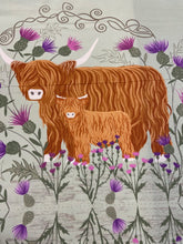 fabric shack sewing quilting sew fat quarter cotton patchwork quilt lewis & and irene loch lewis pillow panel highland cattle thistle 3