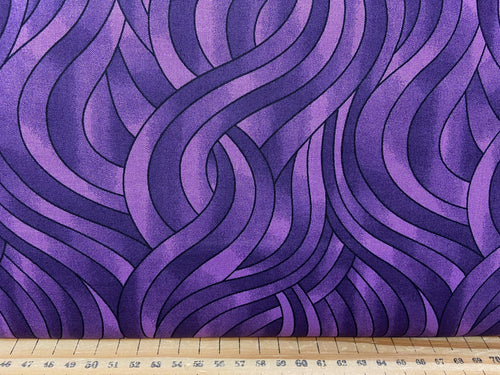 fabric shack sewing quilting sew fat quarter cotton patchwork quilt lewis & and irene reflections art deco swirls dark purple