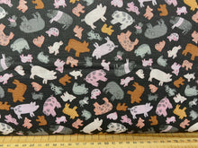 fabric shack sewing quilting sew fat quarter cotton patchwork quilt lewis & irene piggy tales dark grey mud pigs pig