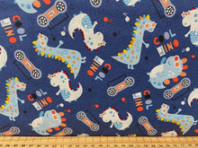 fabric shack sewing quilting sew fat quarter cotton patchwork quilt little dino nursery kids baby babies dinosaur cool dino dark blue